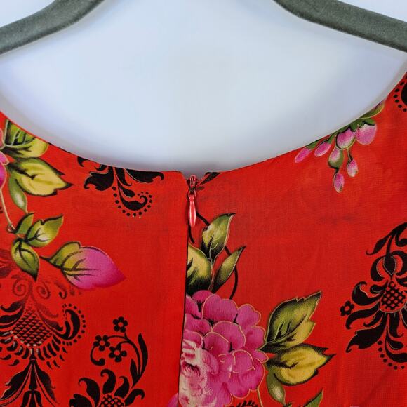 Mlle Gabrielle Red Floral Maxi Summer Dress Size 8 Boho Layered Beach Y2K VNT - Picture 8 of 9